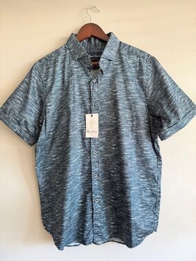Robert Graham Blue Heather Short-Sleeve Button-Down Shirt - Slate Blue Blend